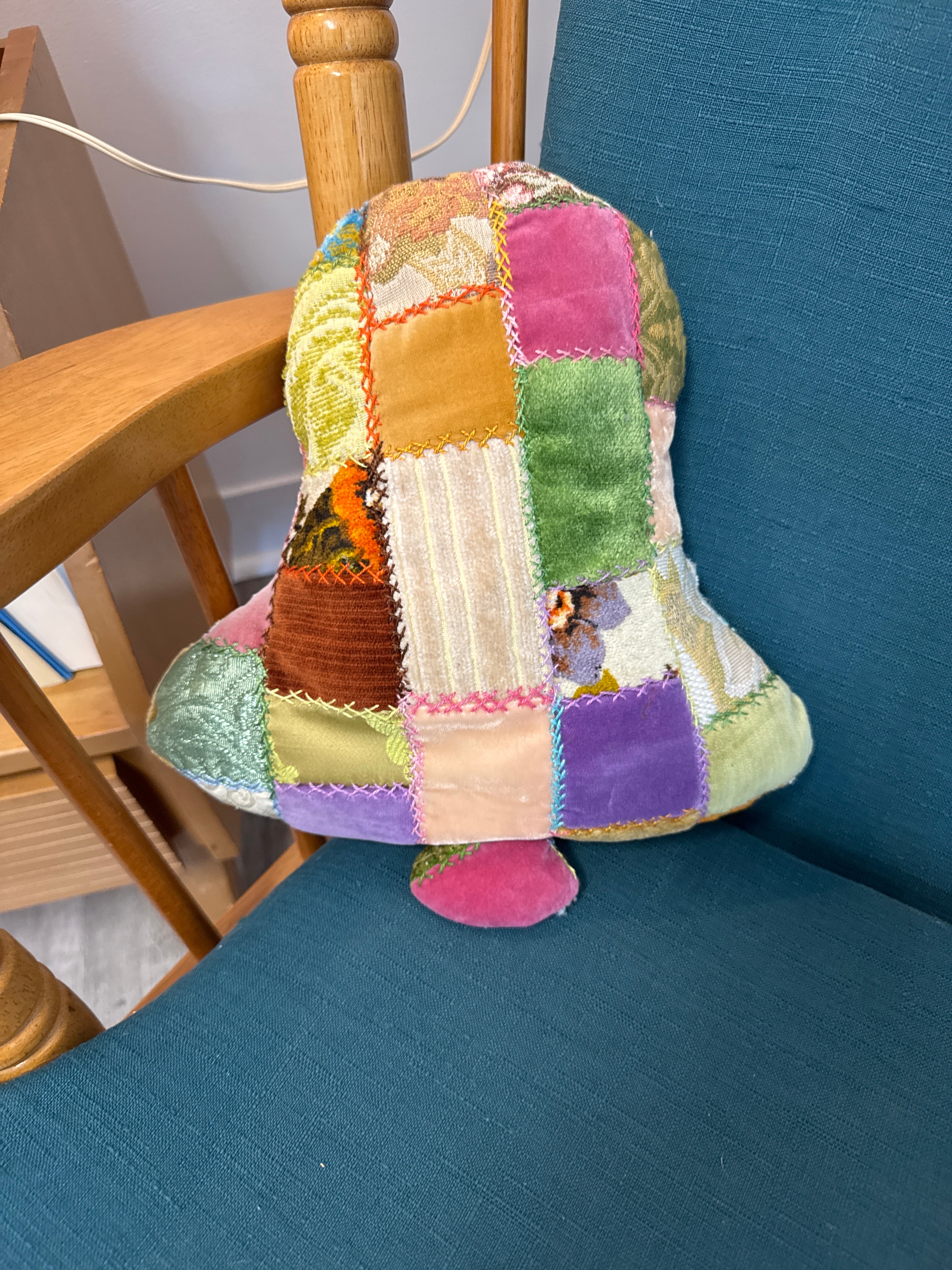 Handmade embroidered bell or tulip pillow