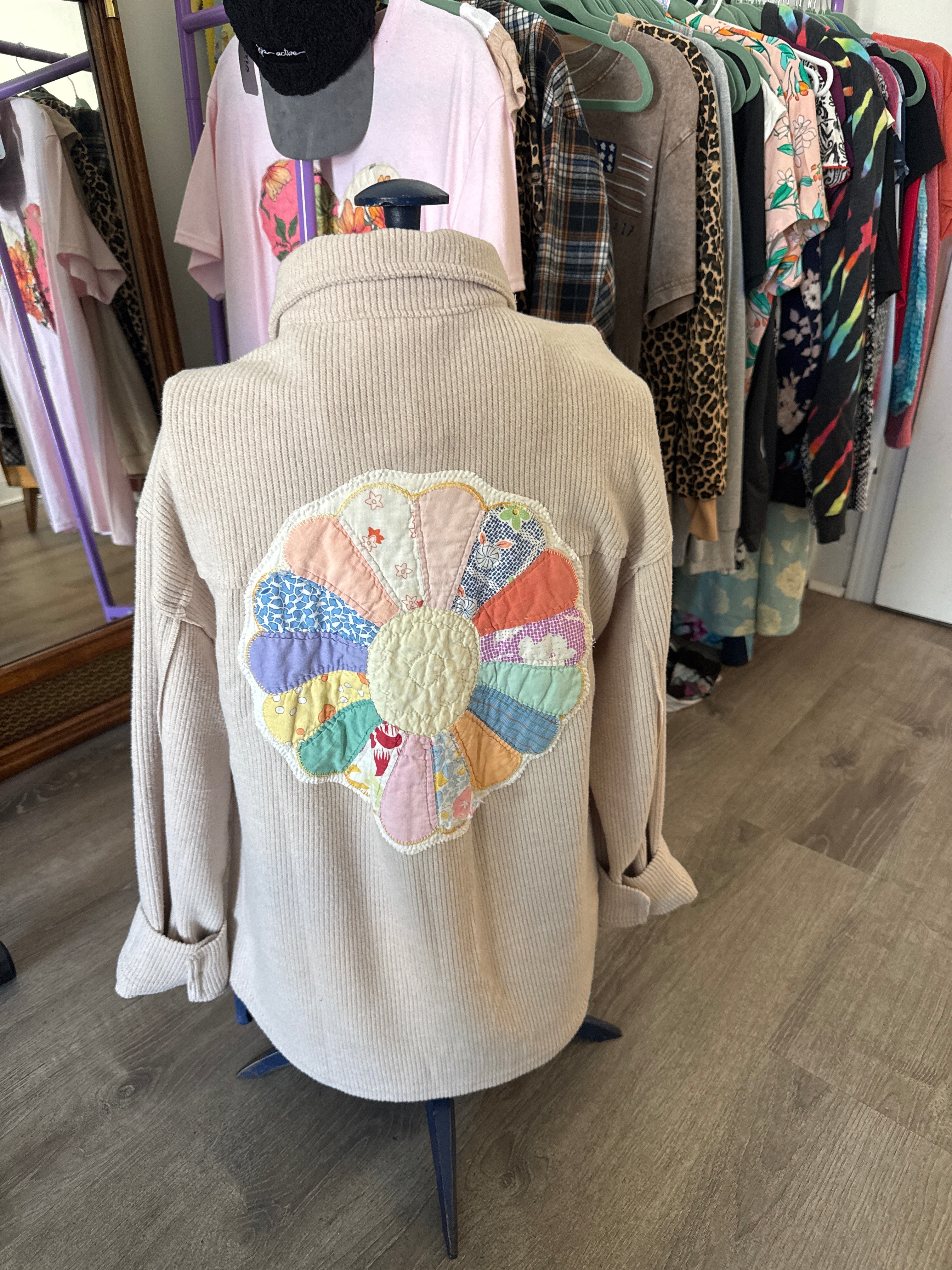 Soft Quilty Patch Shacket - small