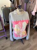 Quilt block, gray sweatshirt - large